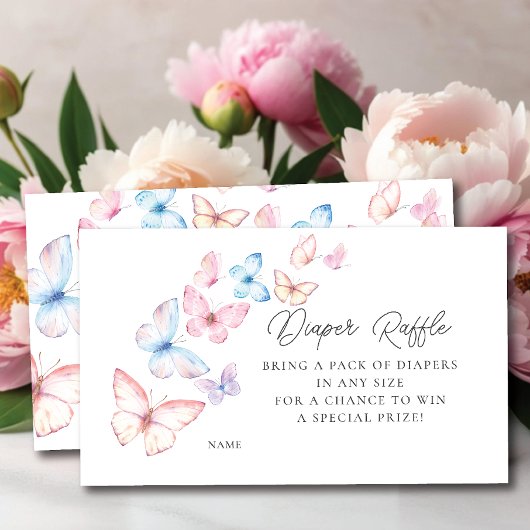 Whimsical Butterflies Luier Raffle Informatiekaartje