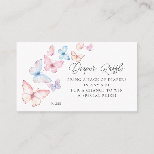 Whimsical Butterflies Luier Raffle Informatiekaartje (Voorkant)