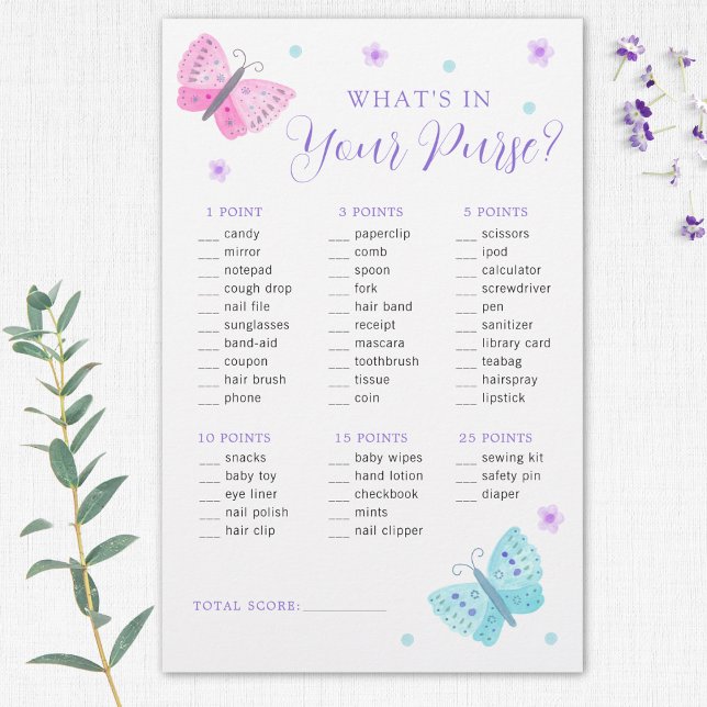 Whimsical Butterflies Purse Baby shower spel (Creator heeft geüpload)