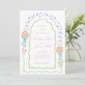 Whimsical Butterfly and Floral Wedding Invitation Kaart (Staand voorkant)