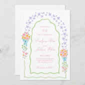 Whimsical Butterfly and Floral Wedding Invitation Kaart (Voorkant / Achterkant)