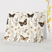 Whimsical Butterfly and Flower Pattern Kaart (Gele Bloem)