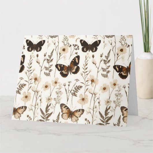 Whimsical Butterfly and Flower Pattern Kaart (Voorkant)