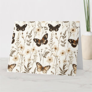 Whimsical Butterfly and Flower Pattern Kaart