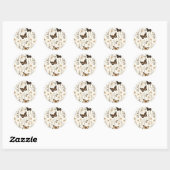 Whimsical Butterfly and Flower Pattern Ronde Sticker (Vel)