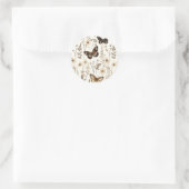 Whimsical Butterfly and Flower Pattern Ronde Sticker (Tas)