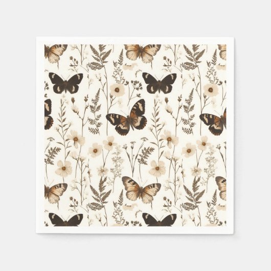Whimsical Butterfly and Flower Pattern Servet (Voorkant)