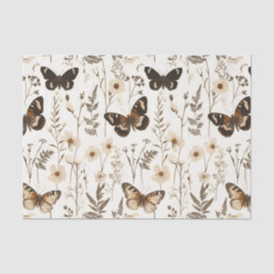 Whimsical Butterfly and Flower Pattern Tissuepapier