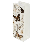 Whimsical Butterfly and Flower Pattern Wijn Cadeautas (Achterkant Gekanteld)
