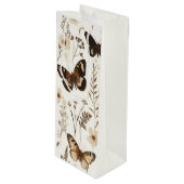 Whimsical Butterfly and Flower Pattern Wijn Cadeautas (Voorkant Gekanteld)
