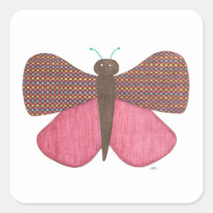Whimsical Butterfly Art Sticker-Erin Brie Art Squa Vierkante Sticker