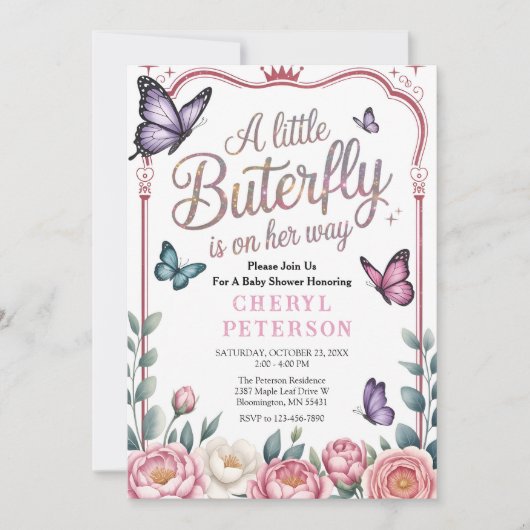 Whimsical Butterfly Baby Shower Kaart (Voorkant)