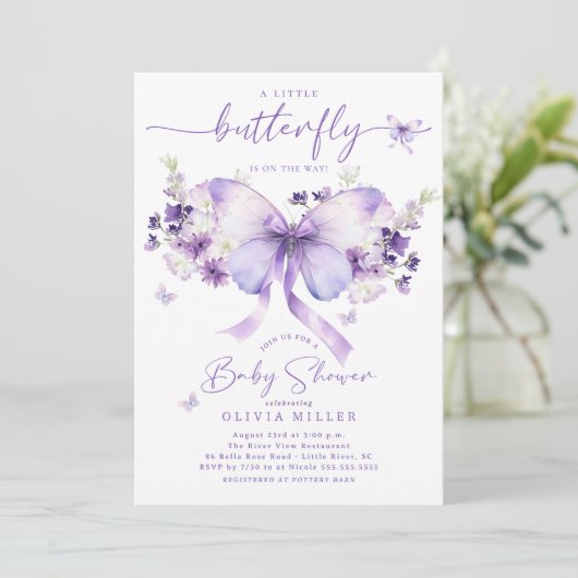 Whimsical Butterfly Baby shower Uitnodiging (Staand voorkant)