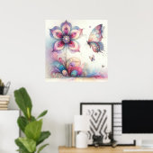 Whimsical Butterfly Bedroom Poster (Thuiskantoor)