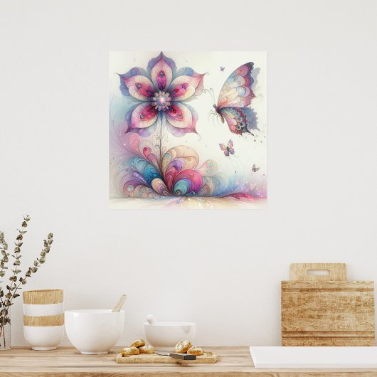 Whimsical Butterfly Bedroom Poster (Keuken)