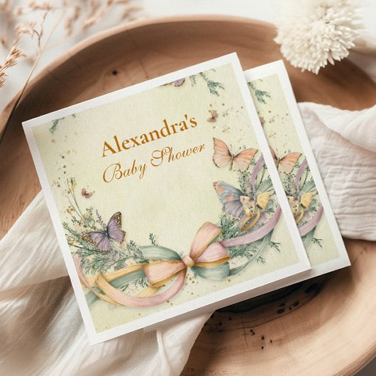 Whimsical Butterfly Bow Baby shower Servet