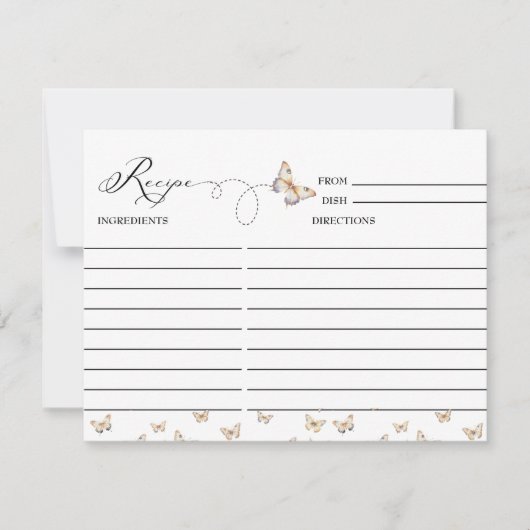 Whimsical Butterfly | Bruiloftsreceptenkaart Kaart (Voorkant)