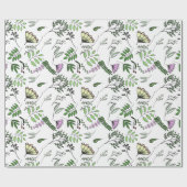 Whimsical Butterfly en Forest Leaves Cadeaupapier (Vlak)