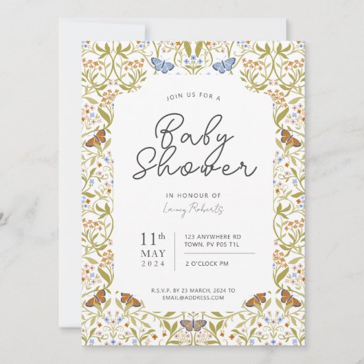 Whimsical Butterfly Enchanted Garden Baby shower Kaart (Voorkant)