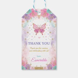 Whimsical Butterfly Fairy Floral Garden Verjaardag Cadeaulabel