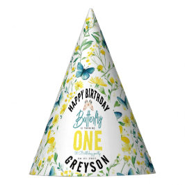 Whimsical Butterfly Floral 1e verjaardag Feesthoedjes