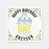 Whimsical Butterfly Floral 1e verjaardag Servet (Voorkant)