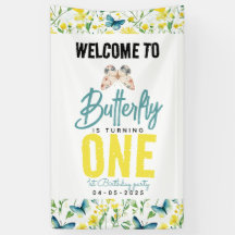 Whimsical Butterfly Floral 1e verjaardag