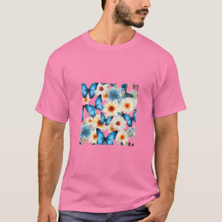 Whimsical Butterfly & Floral T-shirt