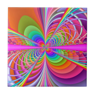 Whimsical Butterfly Fractal Ceramic Tile Tegeltje