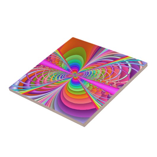 Whimsical Butterfly Fractal Ceramic Tile Tegeltje (Zijkant)