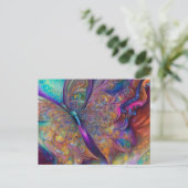 Whimsical Butterfly Fractal Waterverf Digital Pai Briefkaart (Staand voorkant)