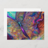 Whimsical Butterfly Fractal Waterverf Digital Pai Briefkaart (Voorkant / Achterkant)