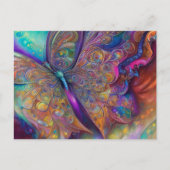 Whimsical Butterfly Fractal Waterverf Digital Pai Briefkaart (Voorkant)