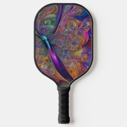 Whimsical Butterfly Fractal Waterverf Digital Pai Pickleball Paddle (Voorkant)