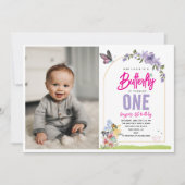 Whimsical Butterfly Garden 1e verjaardag foto Kaart (Voorkant)