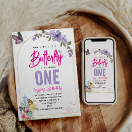 Whimsical Butterfly Garden 1e verjaardag Kaart