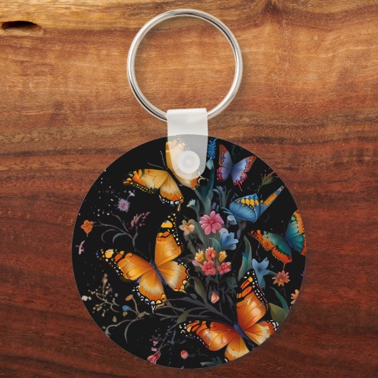Whimsical Butterfly Garden Briefkaart Sleutelhanger (Achterkant)