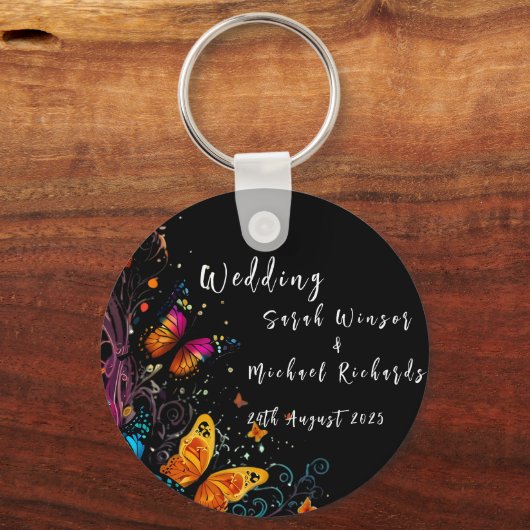 Whimsical Butterfly Garden Briefkaart Sleutelhanger (Voorkant)