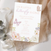 Whimsical Butterfly Garden Eerste Verjaardag Kaart