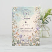 Whimsical Butterfly Garden Floral Wedding Kaart (Staand voorkant)