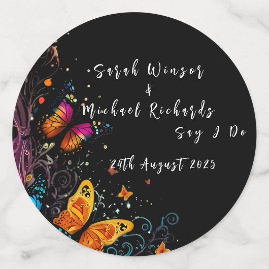 Whimsical Butterfly Garden Lapel Pin Confetti (Grote achterkant)