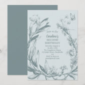 Whimsical Butterfly Garden Tweede Verjaardag Kaart (Voorkant / Achterkant)