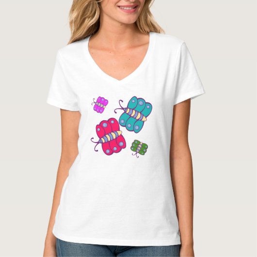 Whimsical Butterfly-geïnspireerde kleurrijke insec T-shirt (Voorkant)