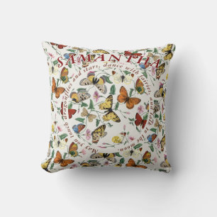 Whimsical Butterfly Morning Glory Botanische quote Kussen