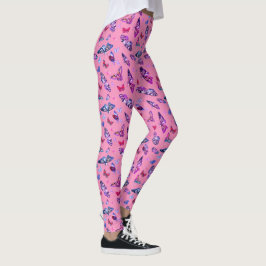 Whimsical Butterfly Print Pink Paars Blue Leggings