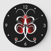 Whimsical Butterfly Red Grote ronde wandklok (Voorkant)