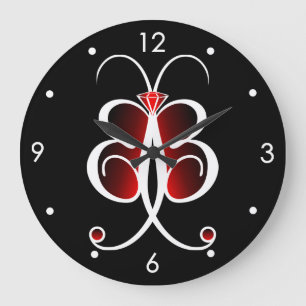 Whimsical Butterfly Red Grote ronde wandklok