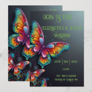 Whimsical Butterfly Romance bruiloft uitnodiging