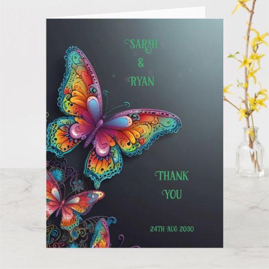 Whimsical Butterfly Romance bruiloft uitnodiging (Gele Bloem)