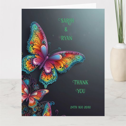 Whimsical Butterfly Romance bruiloft uitnodiging (Voorkant)